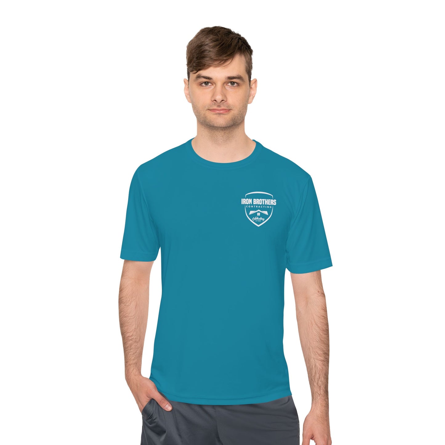 (IBC 20 year front/back logo) Unisex Moisture Wicking Tee in Safety Colors and more
