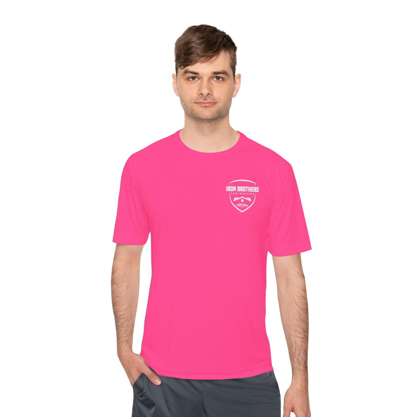 (IBC 20 year front/back logo) Unisex Moisture Wicking Tee in Safety Colors and more
