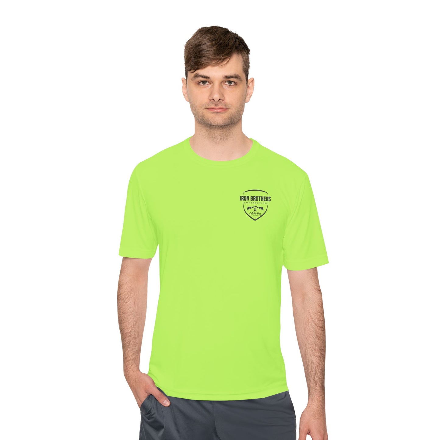 (IBC 20 year front/back logo) Unisex Moisture Wicking Tee in Safety Colors and more