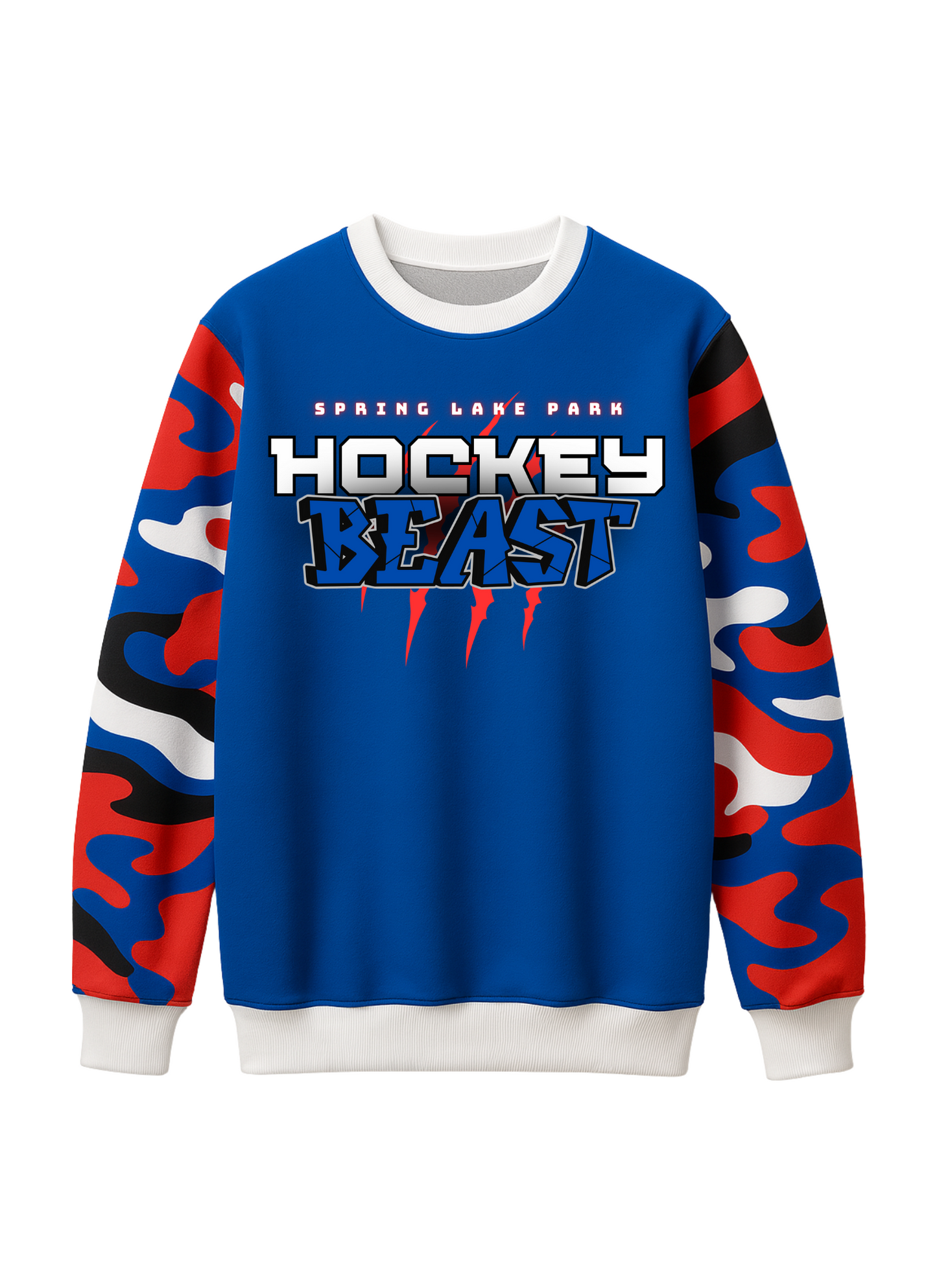 SLP Hockey Beast- Camo Print Crewneck Sweatshirt