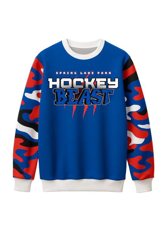 SLP Hockey Beast- Camo Print Crewneck Sweatshirt