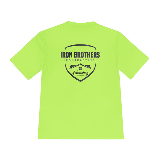 (IBC 20 year front/back logo) Unisex Moisture Wicking Tee in Safety Colors and more
