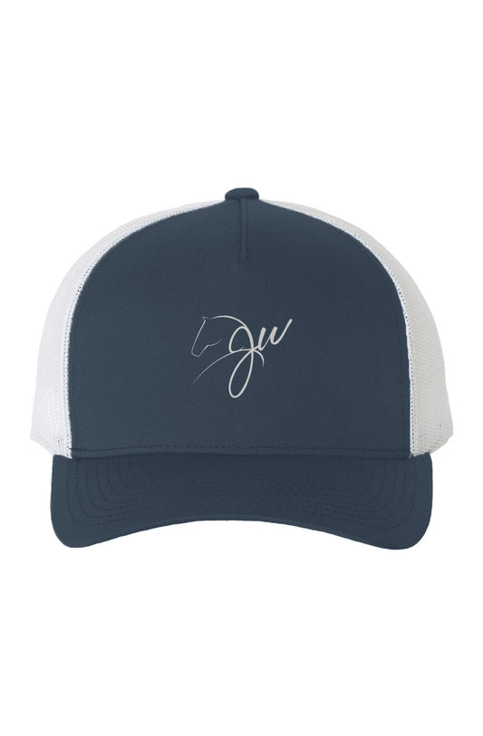 White Mesh Five-Panel Retro Trucker Cap