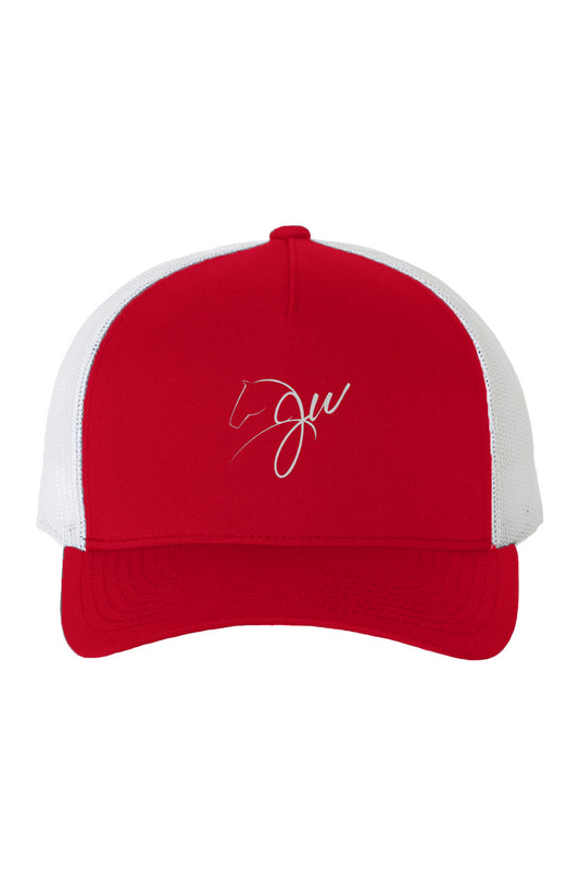 White Mesh Five-Panel Retro Trucker Cap