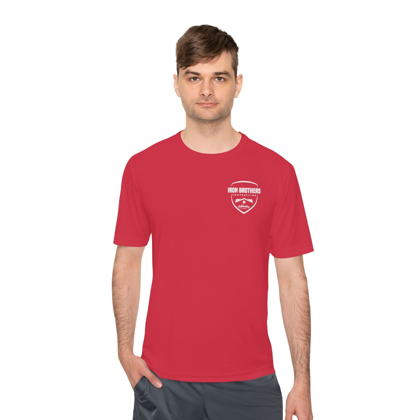 (IBC 20 year front/back logo) Unisex Moisture Wicking Tee in Safety Colors and more