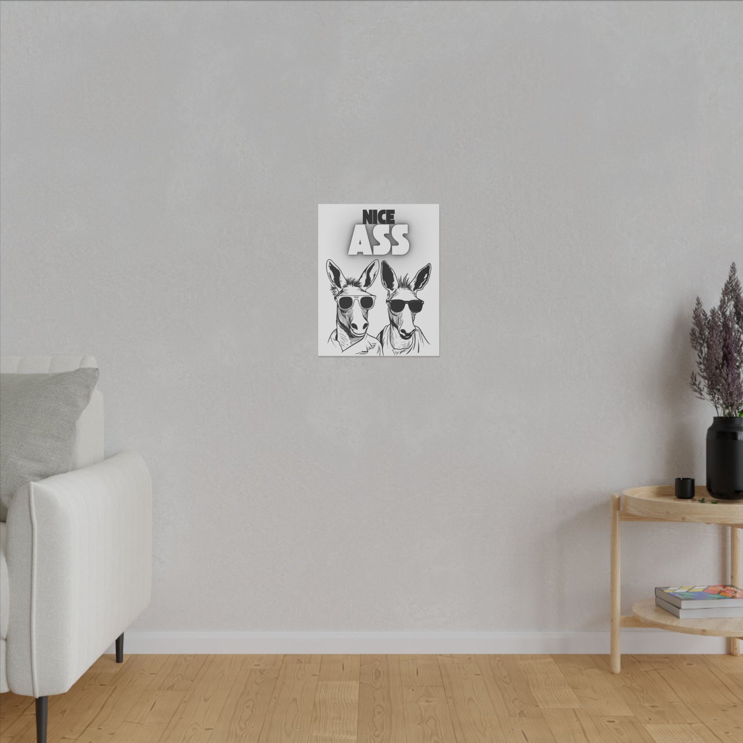 Funny Wall Art Canvas - "Nice Ass" Donkey Print