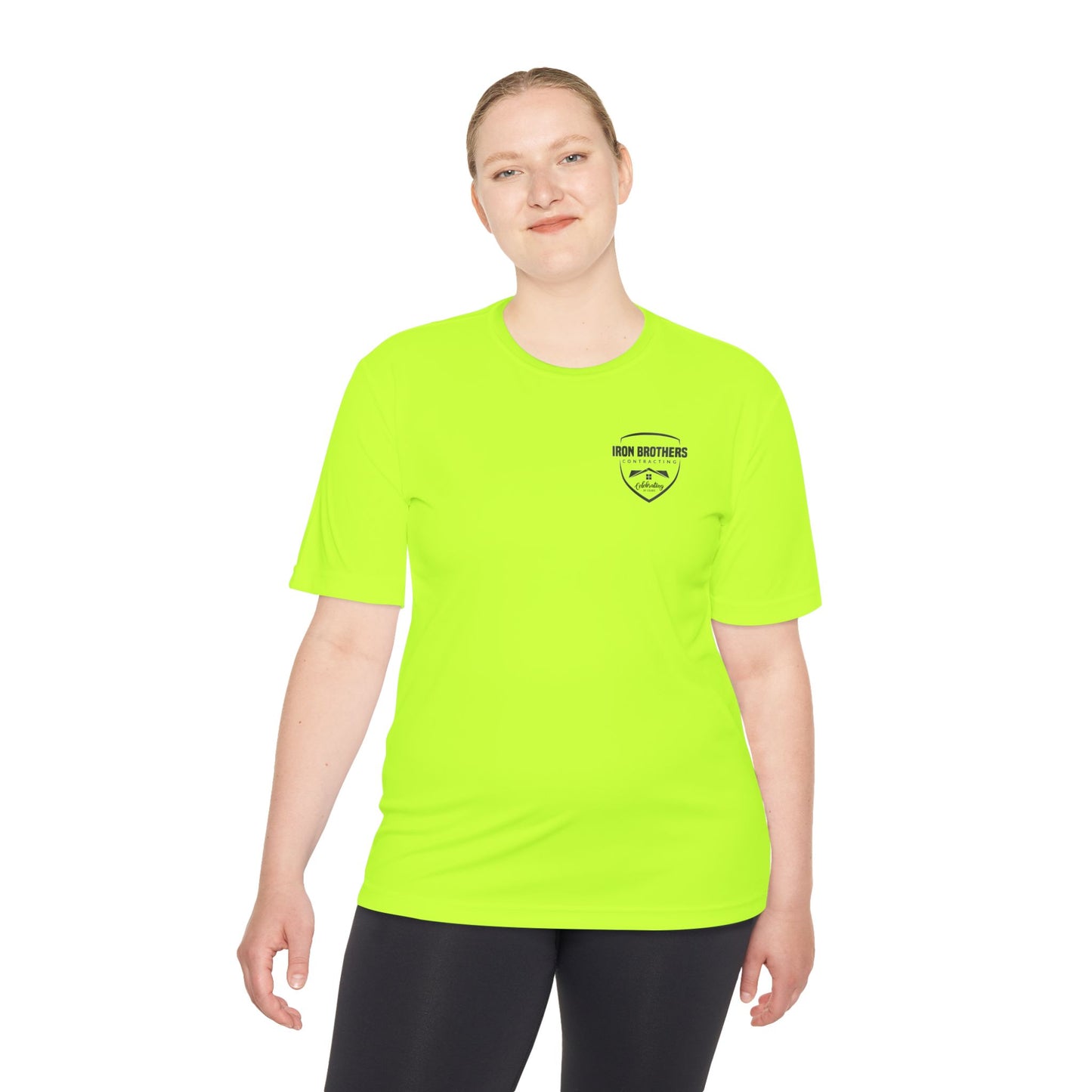 (IBC 20 year front/back logo) Unisex Moisture Wicking Tee in Safety Colors and more