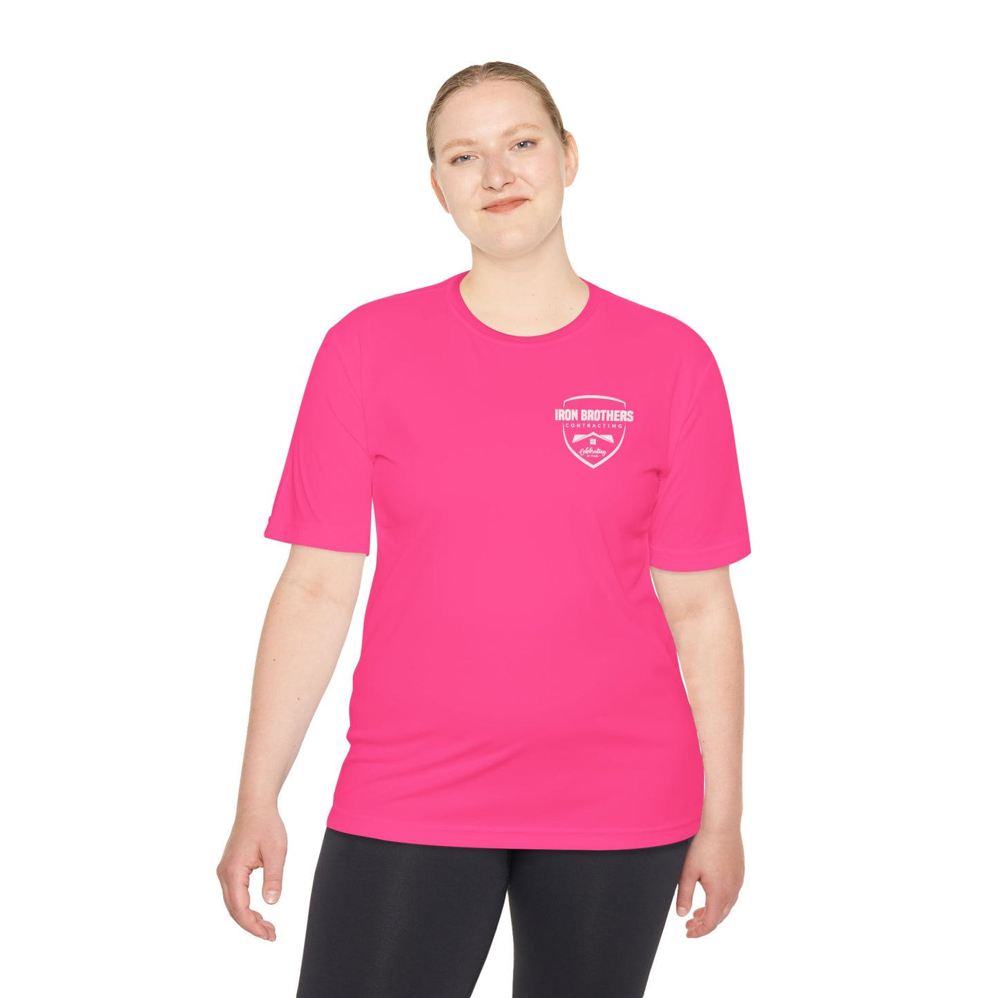 (IBC 20 year front/back logo) Unisex Moisture Wicking Tee in Safety Colors and more