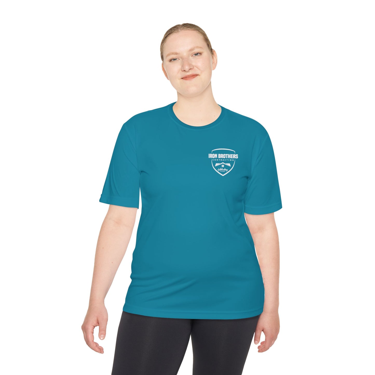 (IBC 20 year front/back logo) Unisex Moisture Wicking Tee in Safety Colors and more